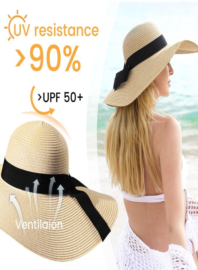 Pleneal Beach Hats for Women, Wide Brim Sun Straw Hat for Women UPF 50+ UV Sun Protection Floppy Sun Hat Foldable Roll up Cap - Image 2