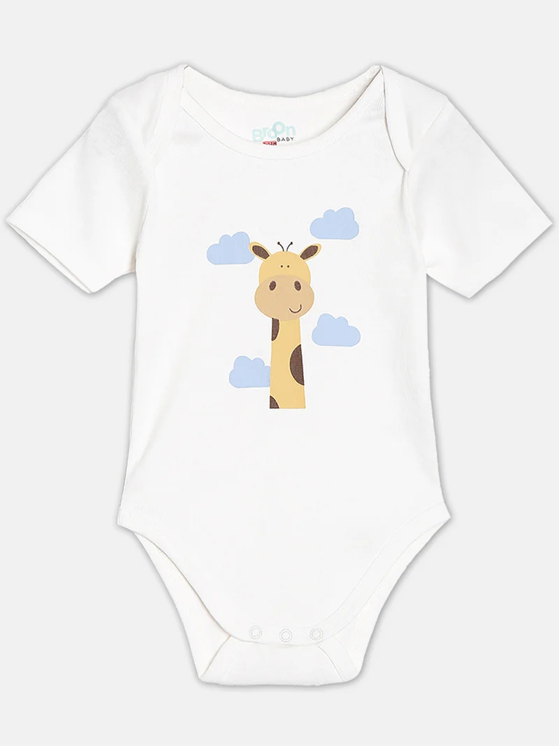 Broon Broon Infant Boys Blue and White Printed Organic Cotton Bodysuit Pack of 2