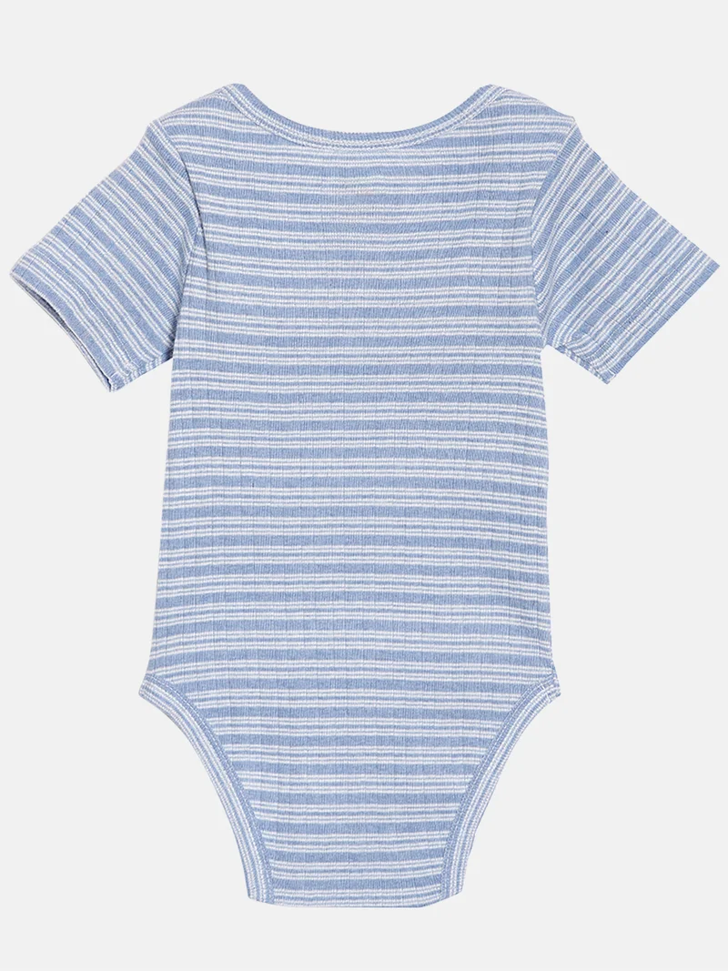 Broon Broon Infant Boys Blue and White Printed Organic Cotton Bodysuit Pack of 2
