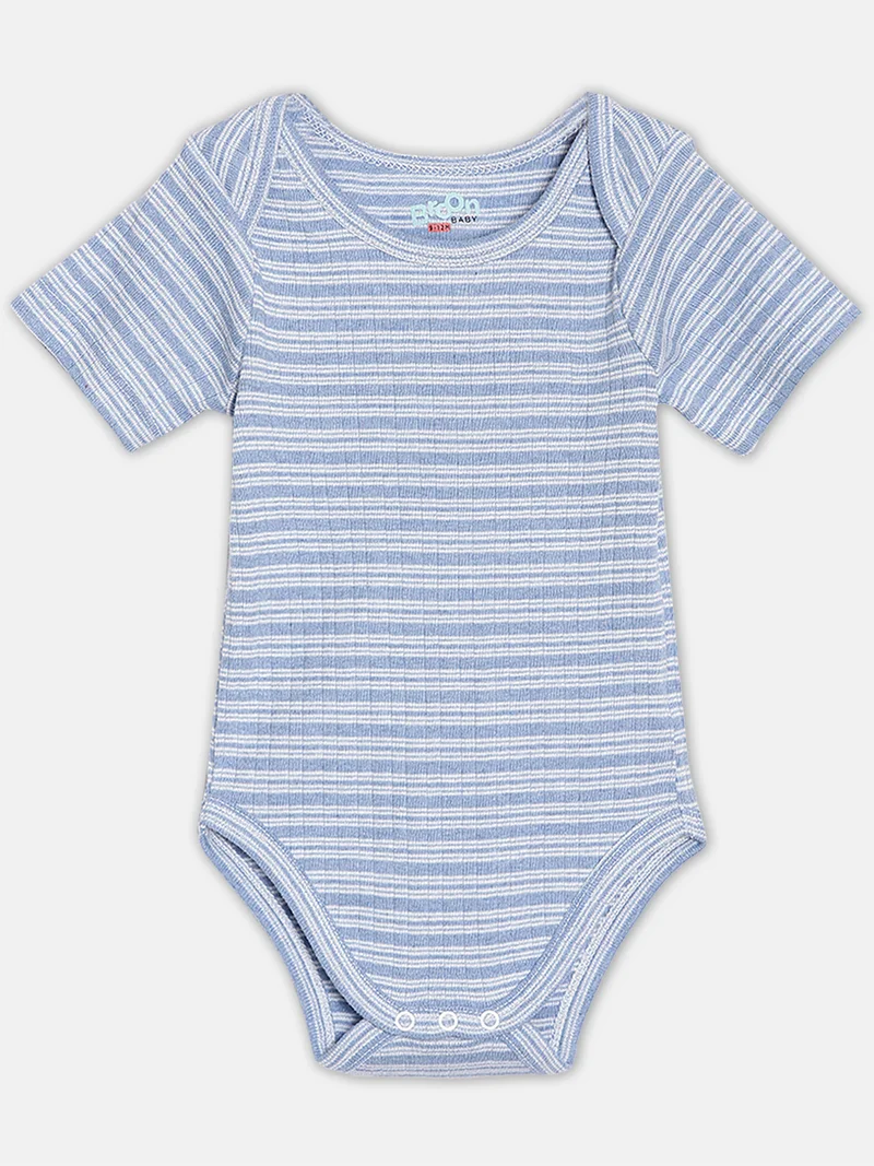 Broon Broon Infant Boys Blue and White Printed Organic Cotton Bodysuit Pack of 2