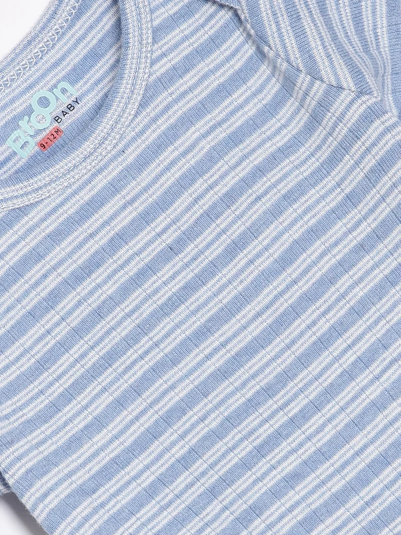 Broon Broon Infant Boys Blue and White Printed Organic Cotton Bodysuit Pack of 2