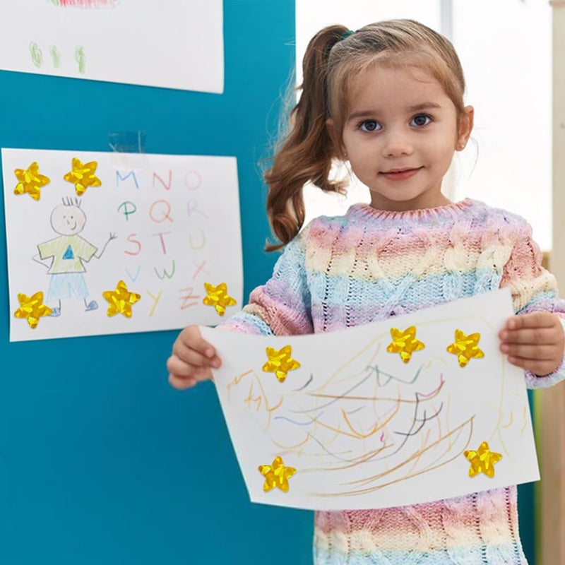 XITDW 3 Rolls Gold Star Stickers,1500Pcs Holographic Star Stickers for Kids Reward, Shiny Metallic Foil Star Stickers for Student Planner and School Classroom Teacher Supplies - Image 5