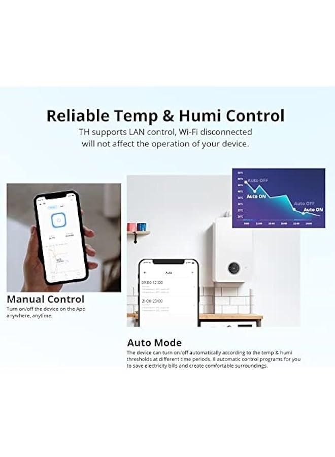 THR320 Origin Smart Temperature and Humidity Monitoring Switch,Compatible with Alexa  Google,RJ9 4P4C Interface - Image 5