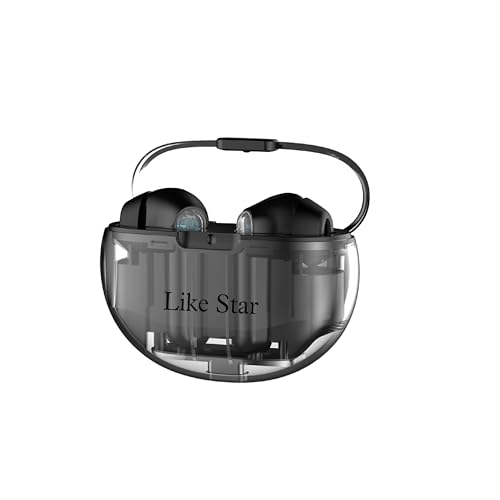 Like Star Butterfly TWS-Wireless Earphone, Bluetooth Earbuds with Transparent Design, 30 Hr Playtime with Fast Charging, Bluetooth 5.3 + ENC, 13mm HD BASS Drivers, IPX7 Sweat-Proof, Built-in Mic-Black - Image 1