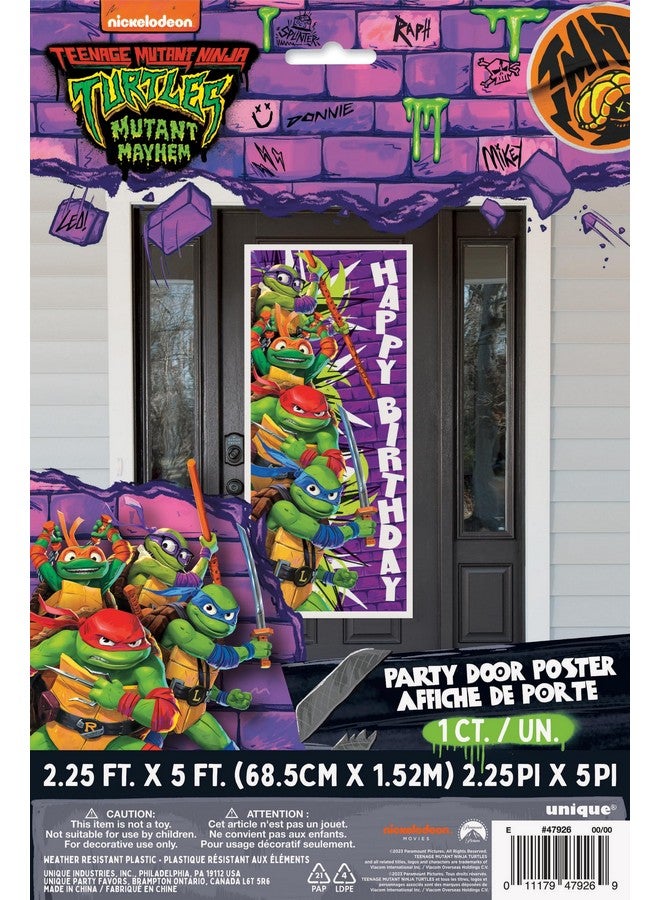 Unique Teenage Mutant Ninja Turtles Birthday Door Poster - 27" x 60", 1 Count | Eye-catching Party Decoration for Kid's Parties - Image 2