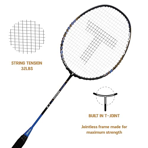 TANSO Arashi 2.0 Full Graphite Ultra Light Weight Carbon Fibre Strung Badminton Racket with Free Full Racquet Cover (77 Grams, 32 Lbs Tension, Strung with Premium Strings) (Blue) - Image 3
