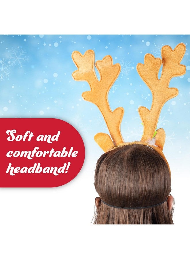 أس سي أس دايركت عصابة رأس على شكل قرون الرنة في عطلة عيد الميلاد مع زي أنف مضيء على شكل غزال رودولف للرجال البالغين والنساء، هدايا حفلات الأطفال، حفلات التنزه، تنكر، تبادل هدايا موسمية، إكسسوار شعر لعيد الميلاد بمقاس واحد - Image 5