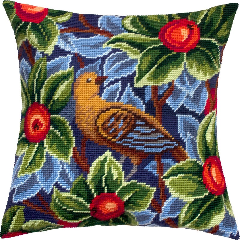 Brvsk Tapestry Embroidery Kit for Adults and Beginners â€” Bird by William Morris 16â€³â€‰Ã—â€‰16â€³ with Clear, Precise Printed Design on Cotton Canvas; Includes 2 Needles, Yarn, and Easy-Read Chart - Image 1