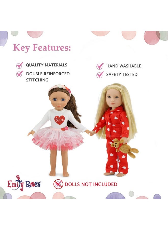 Emily Rose Emily Rose 14 Inch Doll Clothes | Love Doll Tutu 14" Doll Clothing and Accessories Outfit Bundled with 3-PC 14-in Doll Red Heart PJ Pajamas Set with Matching Eye Mask Accessory | Doll Not Included  - Image 5