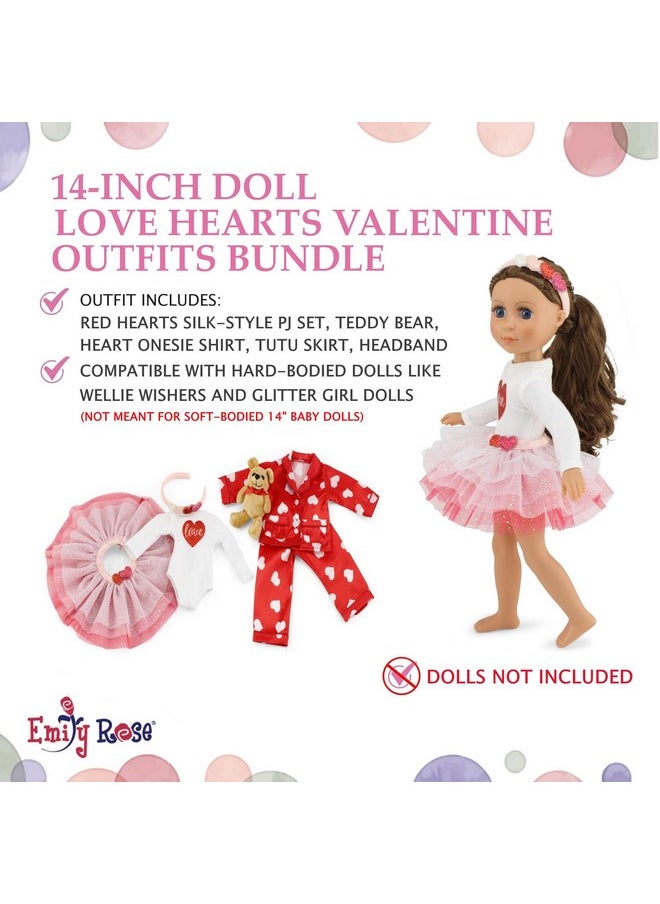 Emily Rose Emily Rose 14 Inch Doll Clothes | Love Doll Tutu 14" Doll Clothing and Accessories Outfit Bundled with 3-PC 14-in Doll Red Heart PJ Pajamas Set with Matching Eye Mask Accessory | Doll Not Included  - Image 3
