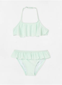 Girls Frilly Halter Bikini