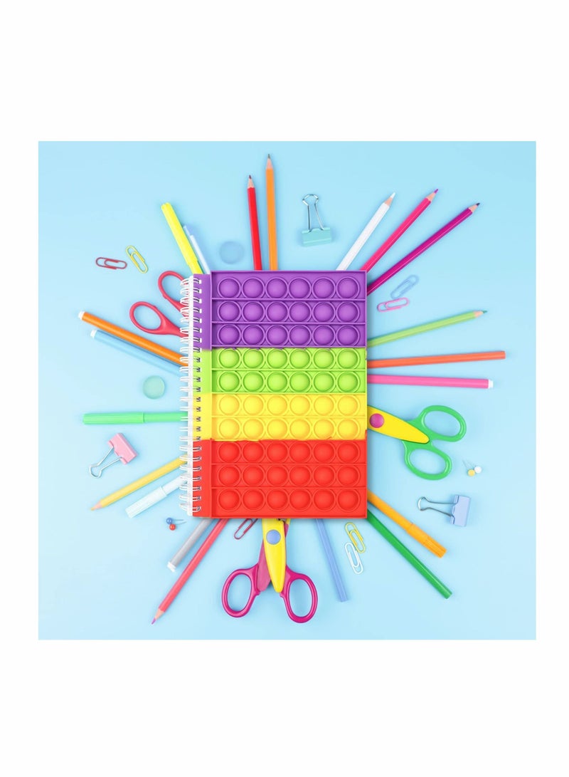 Excefore Puzzle Decompression Rainbow Color Silicone Bubble Press Notebook Journal Notebook, Spiral Notebook, Push Pop Bubble Fidget Sensory Toys, Stress Reliever Fidget Toys, Gifts for Kids - Image 3