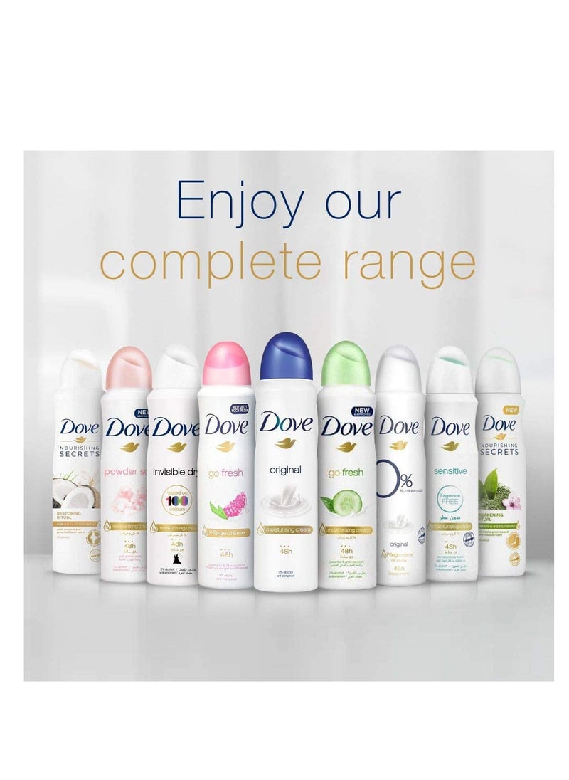Dove - Pack Of 2 Dove Deodorant Spray Go Fresh with Apple And White Tea Scent 150ml - Image 1