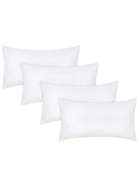 AWF Al Wadi Furniture Compressed Set of 4 Microfiber Pillow for Home, Hotel, Office, Guest, Chair, Sofa, Camping, Standard, White, 48W x 70L cm