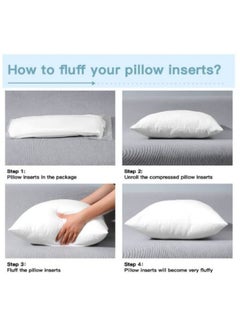 AL WADI FURNITURE AWF Al Wadi Furniture Compressed Set of 4 Microfiber Pillow for Home, Hotel, Office, Guest, Chair, Sofa, Camping, Standard, White, 48W x 70L cm  - Image 3