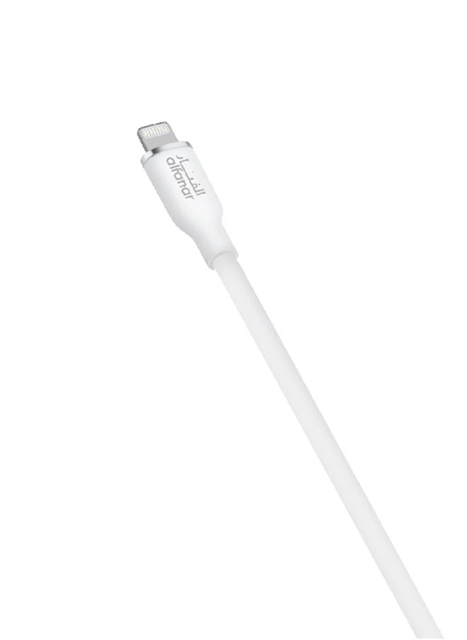 alfanar - 480Mbps 3A Silicone USB Type-C to Lightning Fast Charging Cable White 1 m C31C-LSW05 - Image 1
