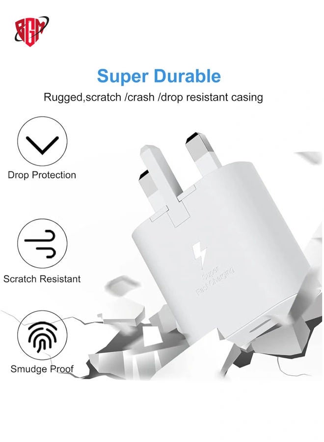 BGM Samsung 45W Fast Charger with 5FT USB-C Cable (2-Pack) â€“ Super Fast Charger for Galaxy S23/S22/Note 10/20/S20 (White) - Image 4