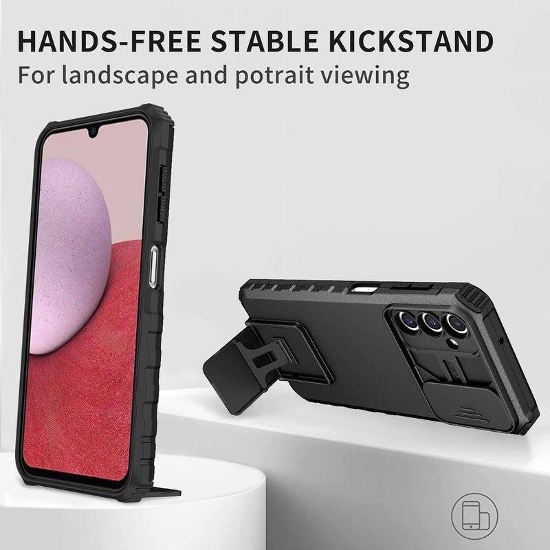 ShieldTech Back Cover Case for Samsung Galaxy A25 5G | Sliding Camera Shield | Black Stereoscopic Stand | 360 Degree Protection Mobile Phone Case Cover for Samsung Galaxy A 25 / A25 5G | PC, Black - Image 4