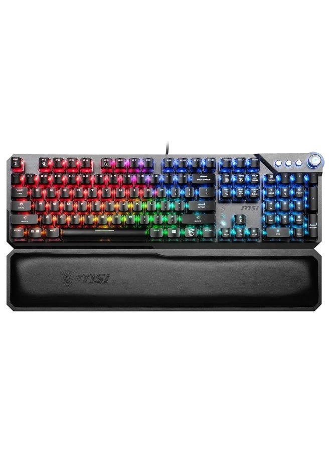 MSI Vigor GK71 Sonic RGB Gaming Keyboard – Blue Mechanical Switches, English & Arabic Layout, Per-Key RGB Lighting, Aircraft-Grade Aluminum Top, Dedicated Media Controls, USB Wired – Black - Image 1