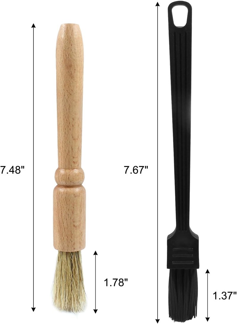 Coufce 2 Pack Coffee Grinder Cleaning Brush Bean Grain Coffee Grounds Tool Wood Handle Espresso Brush and Nylon Espresso Machine Brush Coffee Bar Brush - Image 2