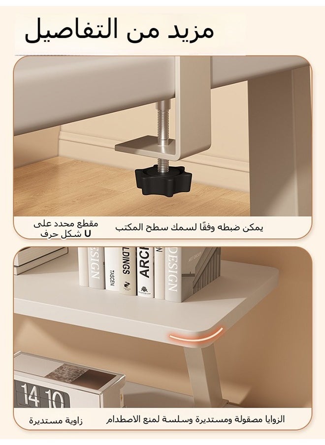 Monitor Stand Book Stand Clamp On Desk Shelf 60cm Desk Extension Shelf Organizer Adjustable Desk Extender Side Table Single Layer Above Storage Shelf