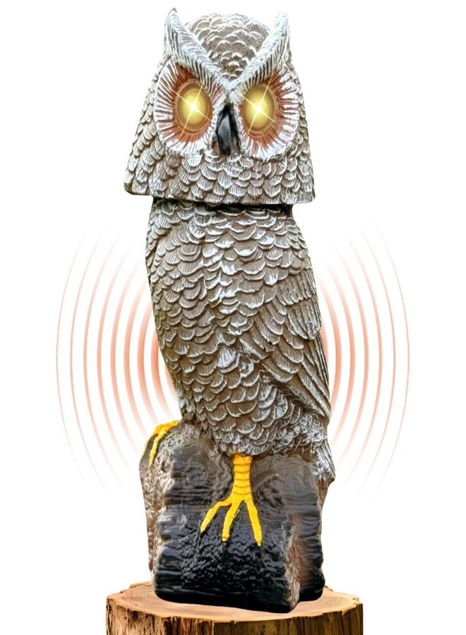 Ugold Solar Powered Garden Owl with Motion Detection, Rotating Head, Realistic Hoots and Silent Mode, Garden Sculpture, Plastic Owl Decoration for Home, Garden, Patio and Lawn - Image 1