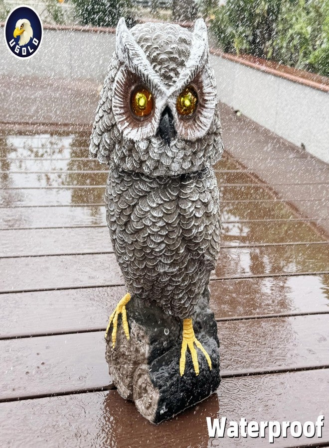 Ugold Solar Powered Garden Owl with Motion Detection, Rotating Head, Realistic Hoots and Silent Mode, Garden Sculpture, Plastic Owl Decoration for Home, Garden, Patio and Lawn - Image 5