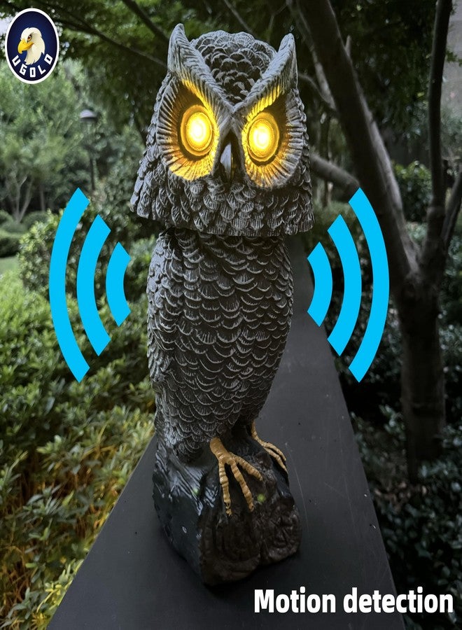 Ugold Solar Powered Garden Owl with Motion Detection, Rotating Head, Realistic Hoots and Silent Mode, Garden Sculpture, Plastic Owl Decoration for Home, Garden, Patio and Lawn - Image 4