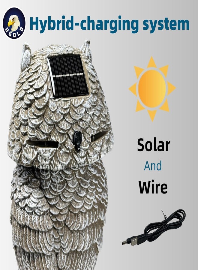 Ugold Solar Powered Garden Owl with Motion Detection, Rotating Head, Realistic Hoots and Silent Mode, Garden Sculpture, Plastic Owl Decoration for Home, Garden, Patio and Lawn - Image 3