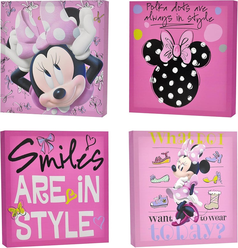 IDEA NUOVA Disney Minnie Mouse 4 Piece Canvas Wall Art, Children's Home Décor - Image 1