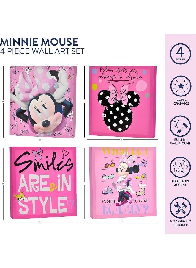 IDEA NUOVA Disney Minnie Mouse 4 Piece Canvas Wall Art, Children's Home Décor - Image 2