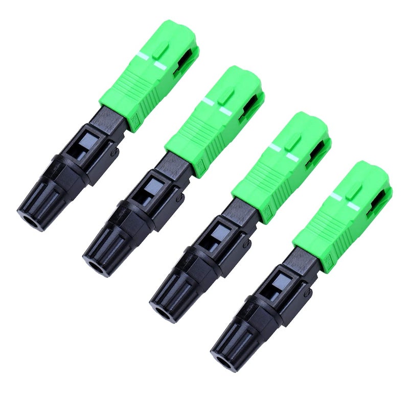 Cable Splicer Tech FTTH SC/APC Fast Connector (Pack of 4) – Field Assembly Fiber Optic Connector for 3.0x2.0mm Drop Cable – Quick Termination Green SC/APC Connectors for FTTH Network & Patchcord Use - Image 1