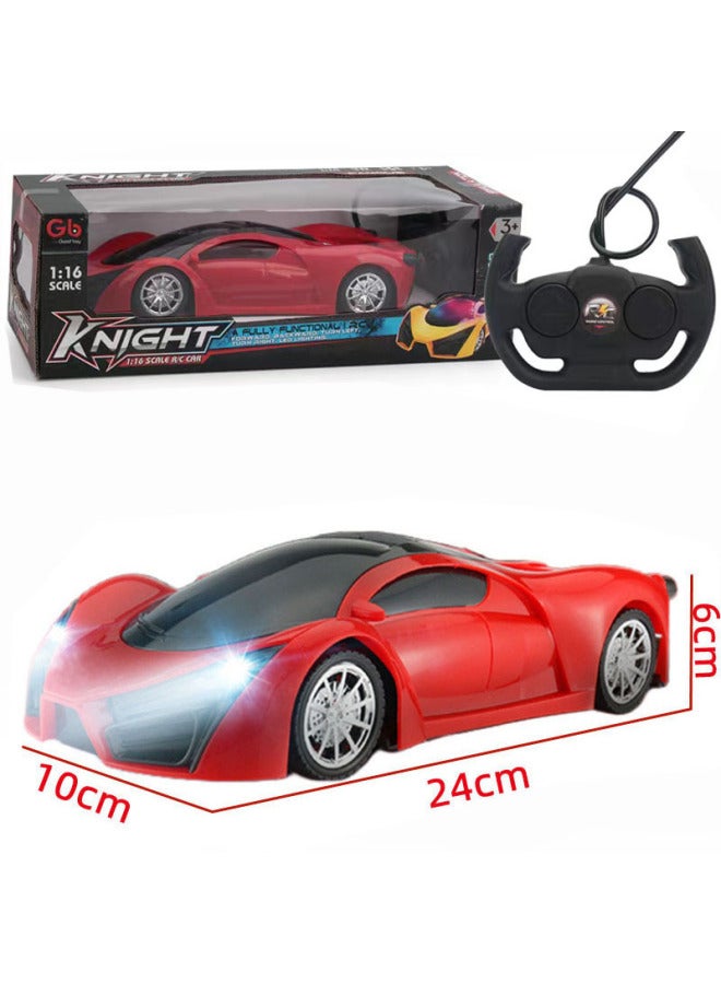 Direct Four-way Remote Control Car Gift Boy Toy Car Electric Sports Car Children's Remote Control Car A Generation Of Hair-Color:Red Cloth-Proportion:1:16  - Image 2
