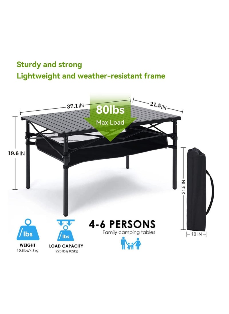 Generic - Large Foldable Table,Portable Camping Table,Picnic Table,Backpacking Table with Storage Waterproof Pocket, 95 * 55 * 50cm - Image 1