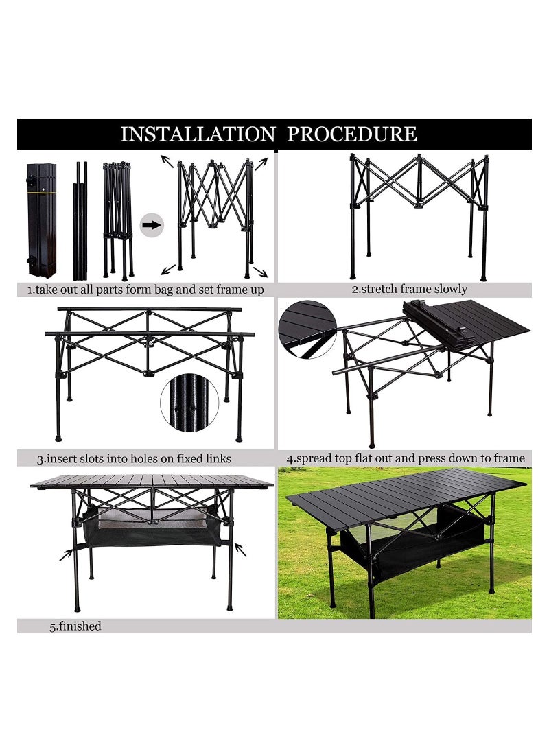 Generic - Large Foldable Table,Portable Camping Table,Picnic Table,Backpacking Table with Storage Waterproof Pocket, 95 * 55 * 50cm - Image 1