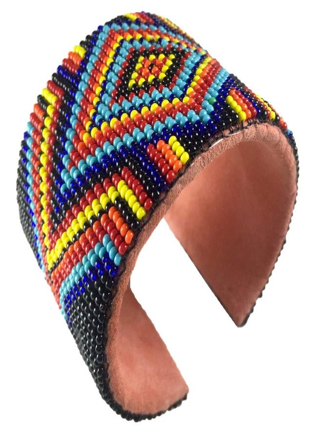 BeadsCorner Seed Beads Beaded Hard Cuff Bracelet (Multi Color Diamond) - Image 1