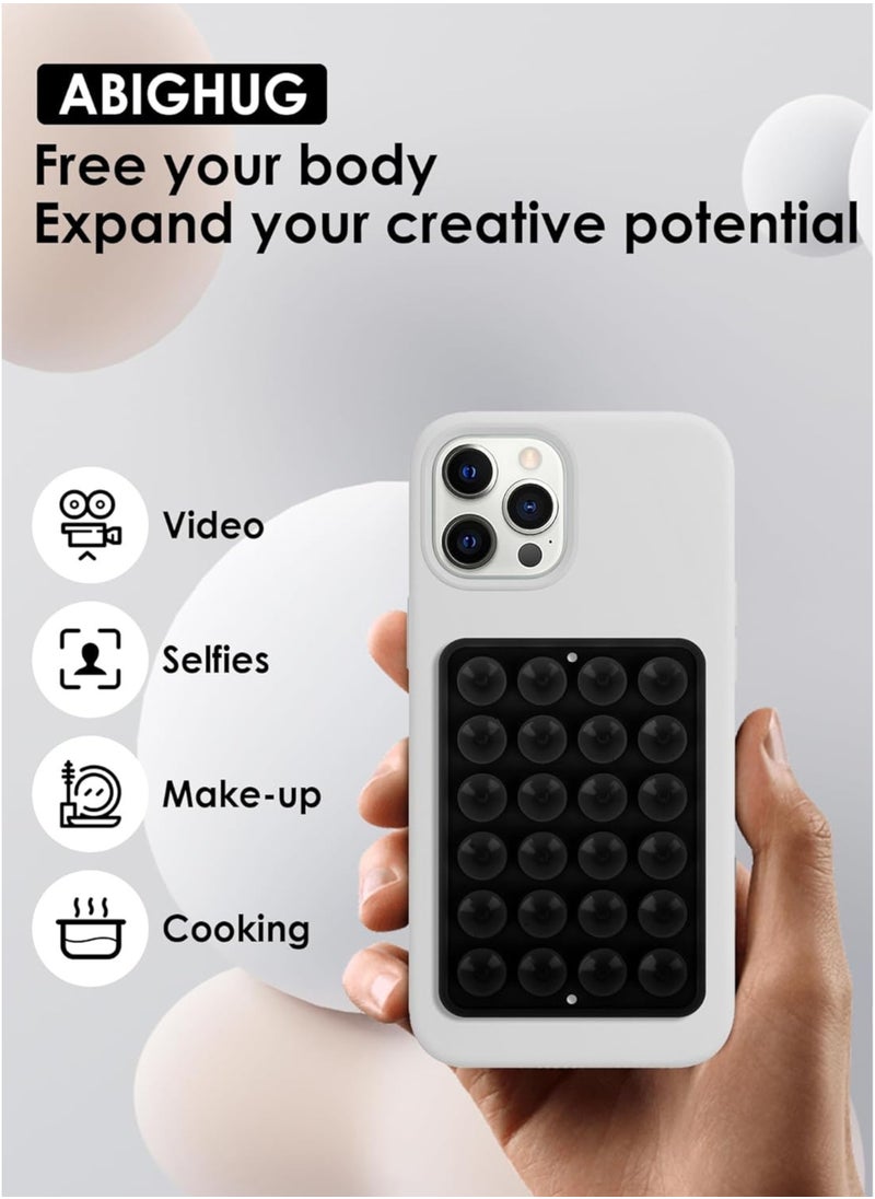 HIPOP 2pc Silicone Suction Cup Wall Stand Mat Multifunctional 24 Square Suction Phone Anti-Slip Wall Phone Holder Mount  - Image 2