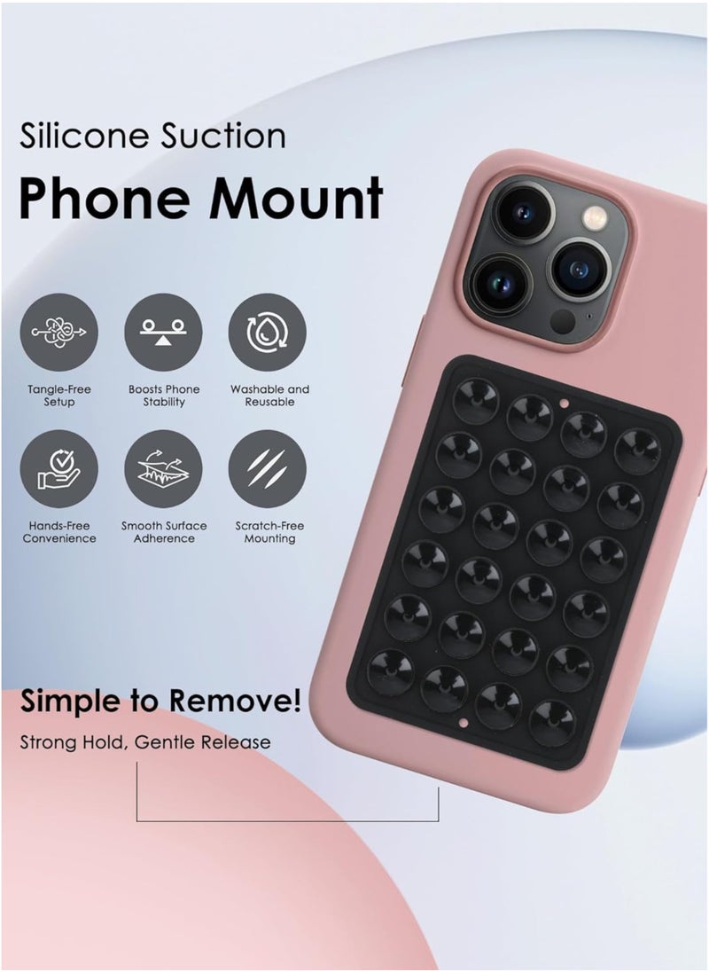 HIPOP 2pc Silicone Suction Cup Wall Stand Mat Multifunctional 24 Square Suction Phone Anti-Slip Wall Phone Holder Mount  - Image 4
