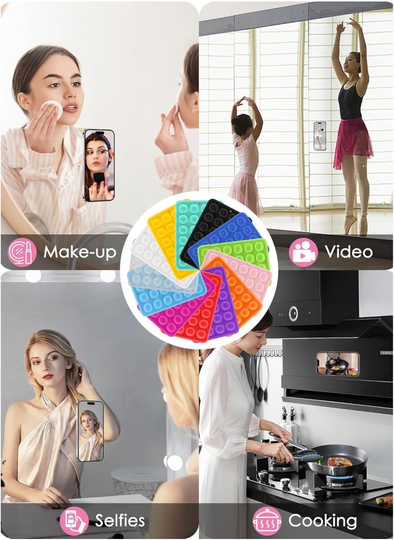 HIPOP 2pc Silicone Suction Cup Wall Stand Mat Multifunctional 24 Square Suction Phone Anti-Slip Wall Phone Holder Mount  - Image 5
