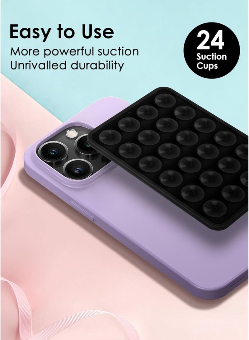 HIPOP 2pc Silicone Suction Cup Wall Stand Mat Multifunctional 24 Square Suction Phone Anti-Slip Wall Phone Holder Mount  - Image 5