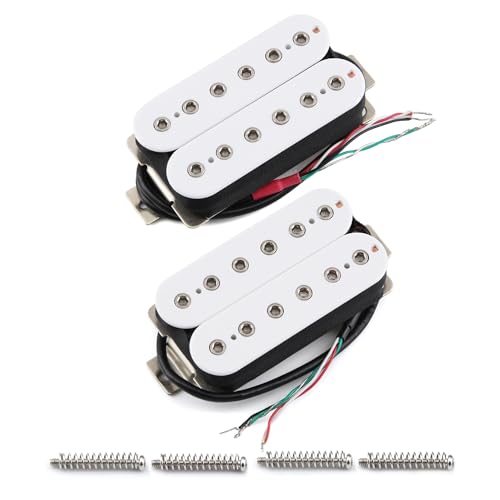 FLEOR Neck+Bridge Pickup Set Ceramic Double Coil Humbucker Pickups for Electric Guitar Pickup Replacement-White - Image 1