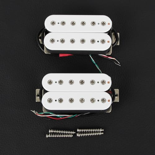 FLEOR Neck+Bridge Pickup Set Ceramic Double Coil Humbucker Pickups for Electric Guitar Pickup Replacement-White - Image 3