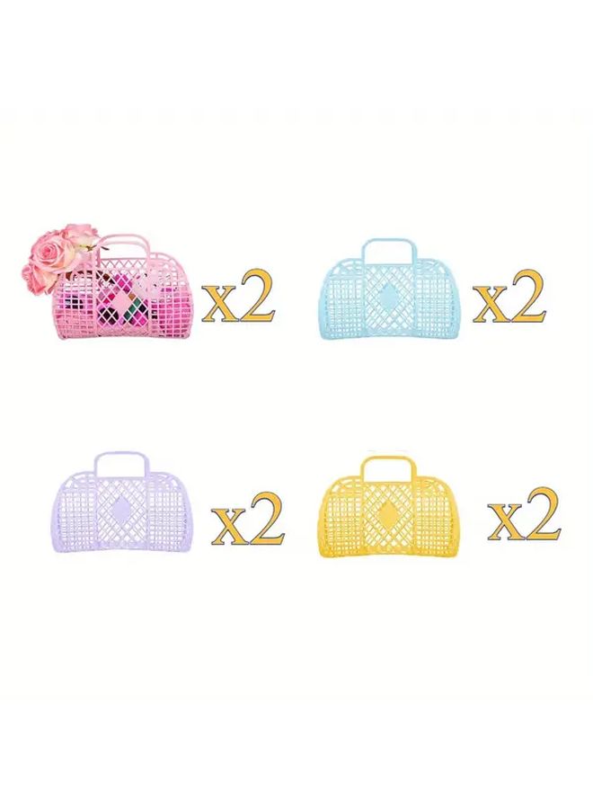 8pcs Colorful Easter Baskets Durable Plastic Tote Bags with Handles for Egg Hunting Spring Party Favors - Image 2