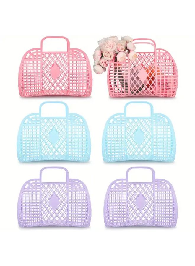 8pcs Colorful Easter Baskets Durable Plastic Tote Bags with Handles for Egg Hunting Spring Party Favors - Image 5