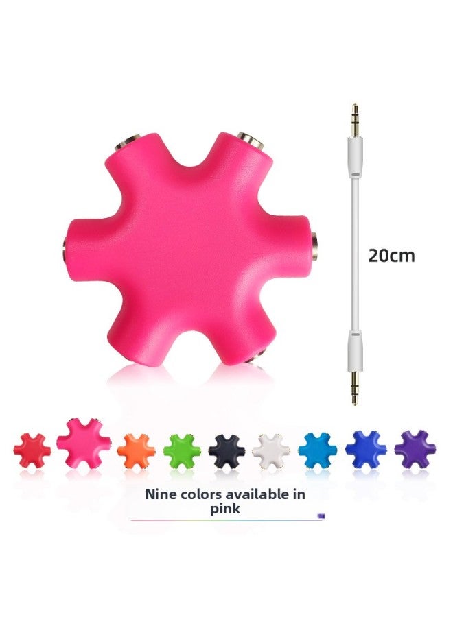 One Point Five Music Splitter 3.5mm Split Port Sharer Hexagonal Adapter Spot!-Color:Pink  - Image 1