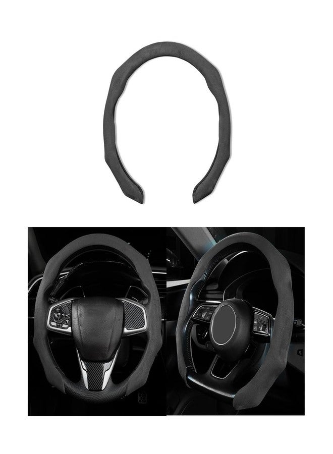 Mandark Car Steering Wheel Cover, Suede Sport Vehicle Steer Wheel Protector Fitting 15 Inch, Non-Slip Comfortable Automotive Interior Decoration Accessories, Universal for Most Cars (Black) - Image 1