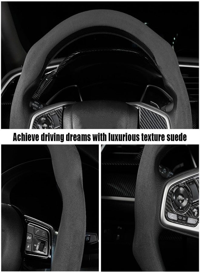 Mandark Car Steering Wheel Cover, Suede Sport Vehicle Steer Wheel Protector Fitting 15 Inch, Non-Slip Comfortable Automotive Interior Decoration Accessories, Universal for Most Cars (Black) - Image 3