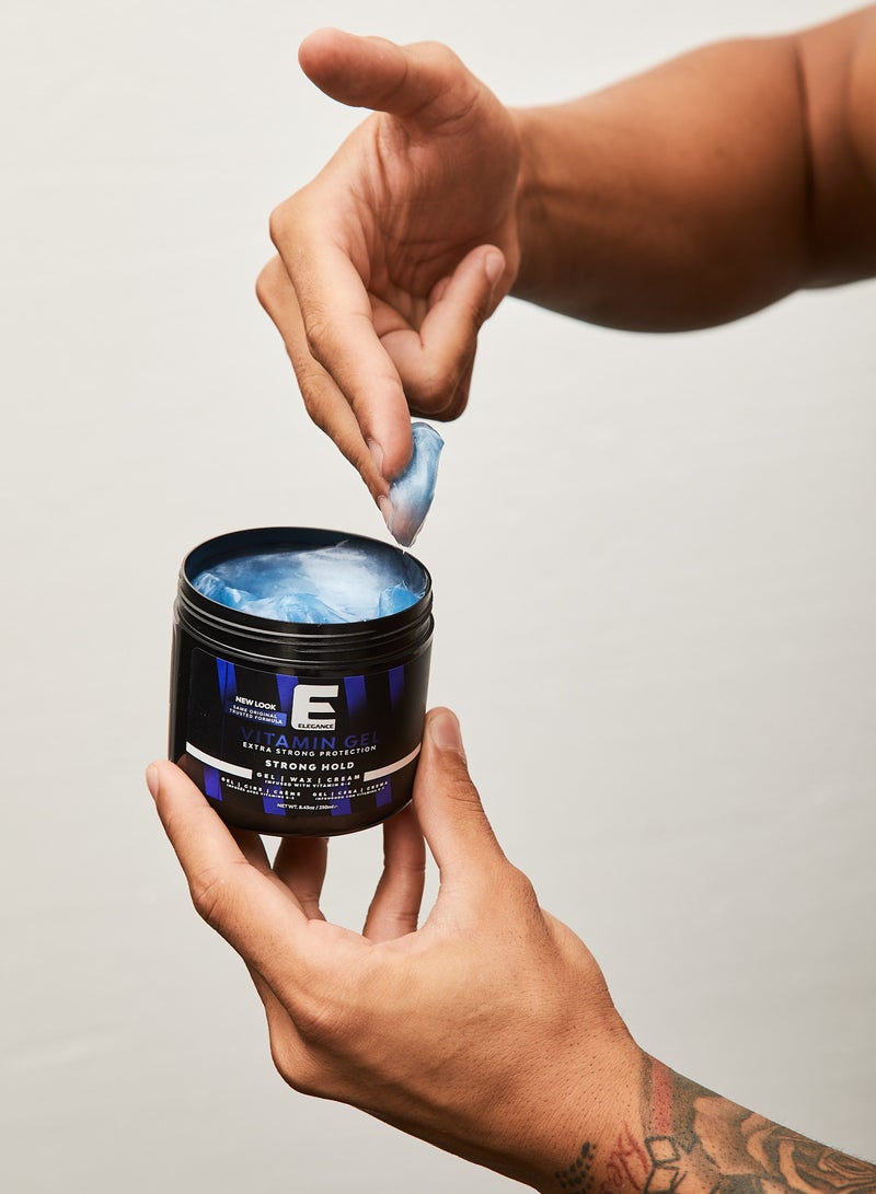 Elegance-E Series Vitamin Gel – Blue – 500ml – Pack of 5 | Strong Hold, Pro-VB-5 Enriched, Flake-Free Shine & Volume - Image 2
