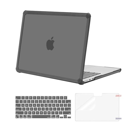 MOSISO Compatible with MacBook Air 13 inch Case M5 2026 M4 2025 M3 M2 20242022 A3449 A3240 A3113 A26813 in 1 Kit CrackResistant Heavy Duty Protective Plastic Hard Case with TPU Bumper Smoke Gray - Image 1