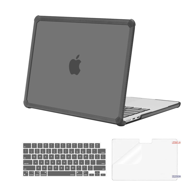 MOSISO Compatible with MacBook Air 13 inch Case M5 2026 M4 2025 M3 M2 20242022 A3449 A3240 A3113 A26813 in 1 Kit CrackResistant Heavy Duty Protective Plastic Hard Case with TPU Bumper Smoke Gray - Image 2